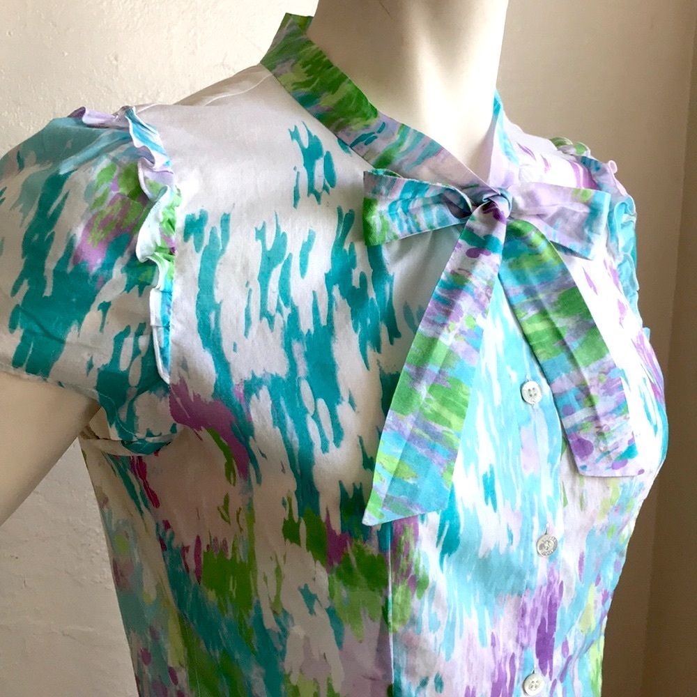 Escada vintage blouse beautifully detailed with ruffles and Bow